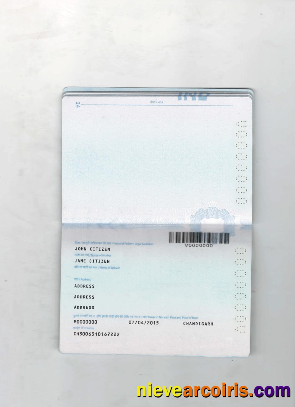 India passport 2022-present 2-pages page 2